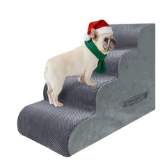 PAWSCART dog stairs bed front view for easy high-bed access and confidence