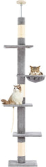 PAWSCRAT 5-tier cat tree ceiling setup offers vertical enrichment for indoor cats