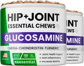 Pawsential glucosamine chews in a bowl support dog joint health with tasty daily treats