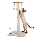 PAWSFANS cat scratching post 30 inches beige for furniture protection