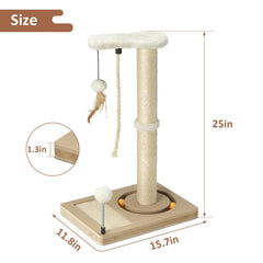 PAWSFANS cat scratching post with feather toy for varied stimulation