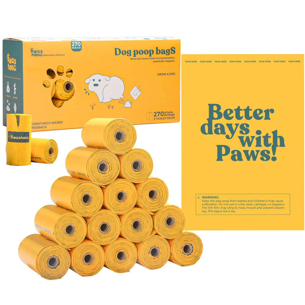 PAWSHOLIC extra-thick leakproof bags for clean, mess-free dog waste pickups.