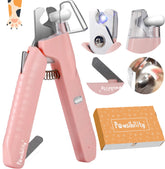 Pawsibility pink nail clippers with LED light for safer pet nail trimming.