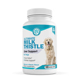 Pawsitive Wanderfound milk thistle dog bottle shows liver support in tasty chewable form