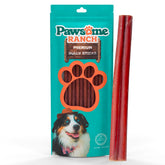 Pawsome Ranch bully sticks 12in pack hero image showing durable dental-chew for dogs