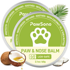 PawSono lick-safe paw balm packshot with twin jars for easy year-round protection