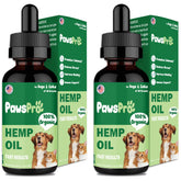 PawsPro hemp oil bottle closeup showing calming formula for pets