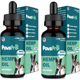 PawsPro hemp oil bottle supports natural calm for anxious pets.
