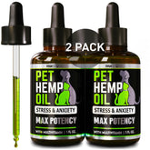 Pawstopia hemp oil bottle for dogs and cats promotes calmness in stressful moments.