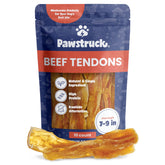Pawstruck Beef Tendon Chew Sticks packaging showcases a rawhide-free formula for dogs.