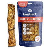 Pawstruck Bully Slices packaging shows a 1 lb bag ready for storage and freshness.