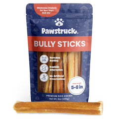 Pawstruck Natural 5-8in bully sticks bag – long-lasting beef chew for dogs