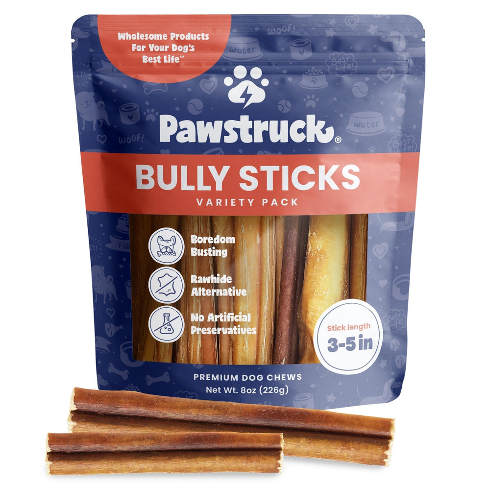Pawstruck Natural bully sticks package front for small dogs with low-odor design