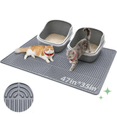 Pawtasy cat litter mat front-view showing expansive coverage for multiple cats