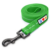 Pawtitas Green Dog Leash with reflective strip boosts nighttime visibility for safer evening strolls.