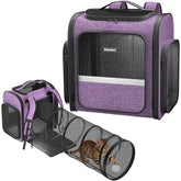 Pawtners cat backpack front view with breathable mesh for comfortable outdoor adventures.