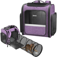 Pawtners cat backpack front view with breathable mesh for comfortable outdoor adventures.