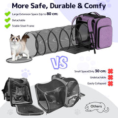 Pawtners cat backpack tunnel collapsed illustrates compact storage when not in use.