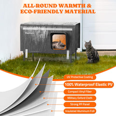 Pawtners cat house escape door adds safety and visibility for curious cats.