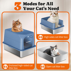 Pawtners cat litter box front entry highlights convenient access and odor containment.