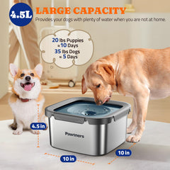 Pawtners floating-disk water bowl close up showing automatic disk design for controlled drinking