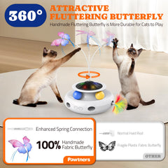 Pawtners interactive cat toy ambush feather, with randomized launches for reactive play.