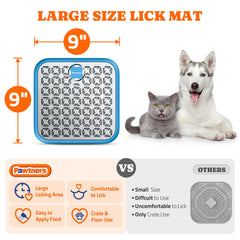 Pawtners lick mat for cats simplifies feeding time with a hygienic stainless surface.