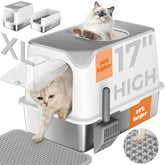 Pawtners stainless steel litter box top-entry design reduces mess and odor.