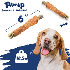 PAWUP chicken-wrapped-cod-skins-chew-closeup shows chewy texture ideal for dental care