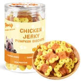 PAWUP chicken-wrapped pumpkin biscuit close-up suitable for training rewards