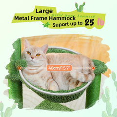 PAWZ Road cactus cat tree wrapped sisal posts provide durable scratching.