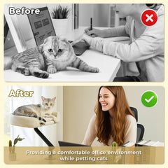 PAWZ Road cat desk bed clamps securely to desk edges for simple, stable mounting.