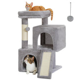 PAWZ Road cat tree front view showing dual condos and plush perch for cozy naps