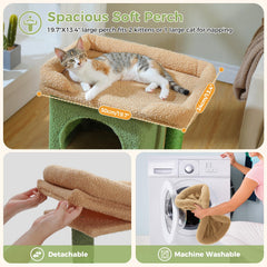 PAWZ Road cat tree middle round cave for quiet naps and privacy.