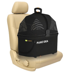 PAWZIDEA crate with metal frame side view showing durable travel stability.