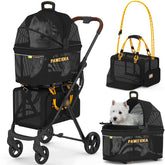 PAWZIDEA double-pet-stroller top crate view showing comfortable seating for two cats