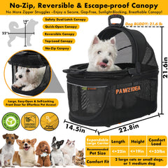 PAWZIDEA enclosed pet car seat secure view with canopy for calm vet visits.