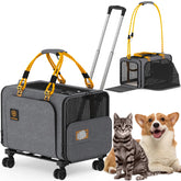 PAWZIDEA expandable carrier front view highlights extra space for multi-pet travel.