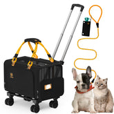 PAWZIDEA expandable under-seat carrier shows compact travel with spacious interior when unzipped.