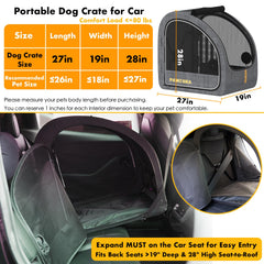 PAWZIDEA portable dog crate side-entry doors enable easy pet access during car travel.