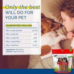 PCI Bully Sticks 4ct 12in close-up, high-protein, low-fat dog snack