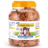 PCI Chicken Nibble treats in resealable canister for training rewards.