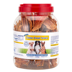 PCI Pet Center Inc. Chicken Breast Tenders packaging shown in resealable canister