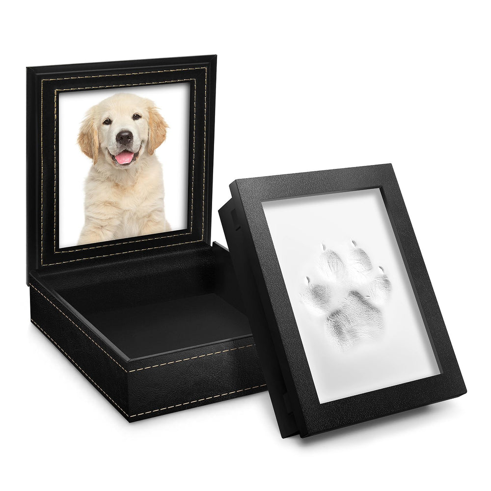 PCS Paw Print Kit elegant black leather box ready for keepsake display.