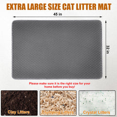 PCYIS XL Cat Litter Mat honeycomb layer traps litter as cats exit the box.