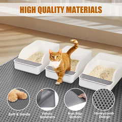 PCYIS XL Cat Litter Mat Velcro-secured double layer for stable setup.
