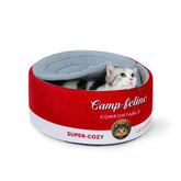 PECHVINO can-shaped cat bed front view—red cozy hideaway for cats' comfort.