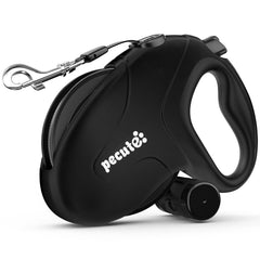 Pecute 32ft retractable dog leash shows length control for safer city walks