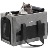 Pecute airline-approved cat carrier open view shows sturdy frame for secure travel