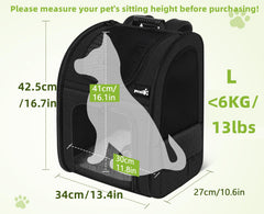 Pecute cat backpack expanded back view reveals extra space for resting pets